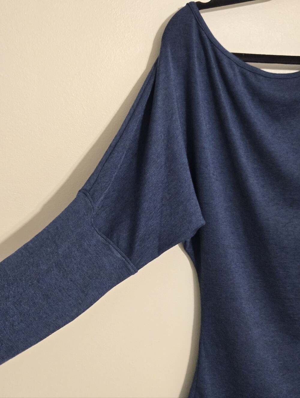 OGL Womens Boat Neck Long Sleeve Top Drop Shoulder Blue Cashmere Blend NWT L - Picture 3 of 8